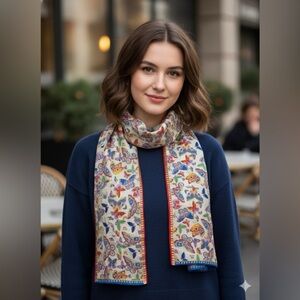 Laurel Burch Silk Butterfly Scarf | Colorful Boho Art Print Wrap